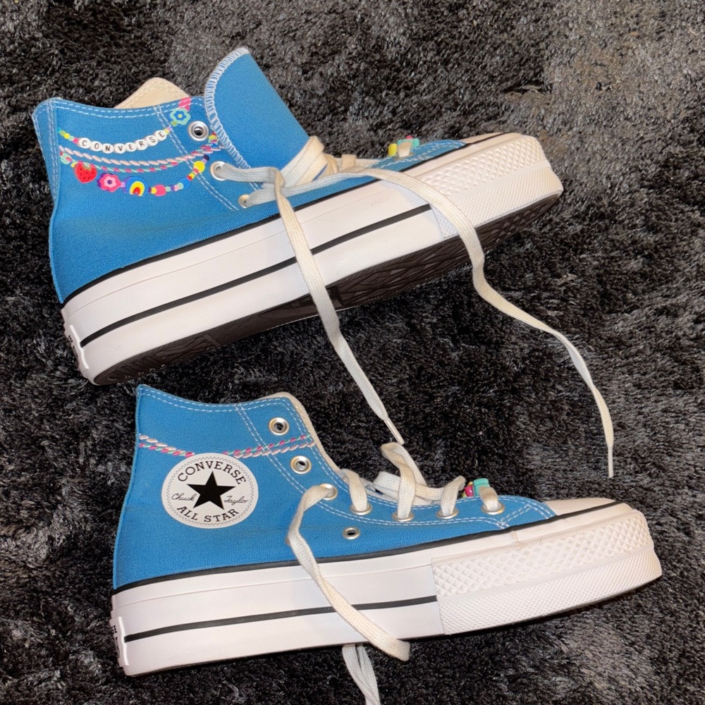 Converse Blue High-Tops with Floral/Charm Details